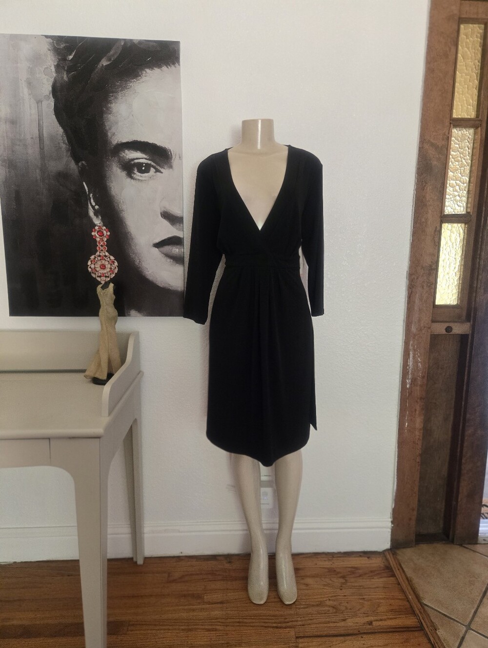 NWT Liz Lange Maternity Kimono 3/4 Classic Black V-Neck Wrap Dress - Women XXL